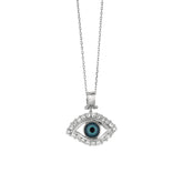 Silver Evil Eye Cz Necklace